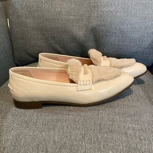 JCREW cream leather fur loafer size 8. Very good condition.